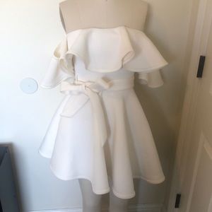 Off White Off the Shoulder Cocktail Dress